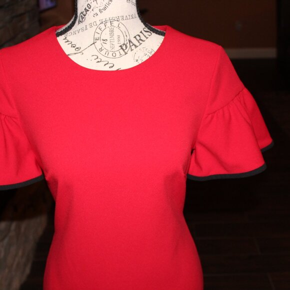 Calvin Klein Round Neck Short Fluttered Sleeve Dress - Picture 2 of 8